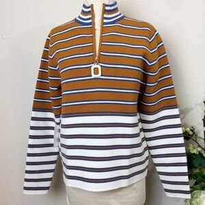 Anthropologie * Callahan Whitney Zip-up pullover | Medium | White Blue Orange